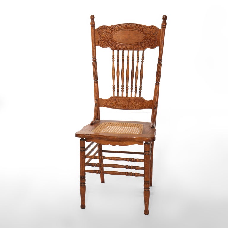 Set of Four Larkin No. 1 Oak Pressed Back Chairs C1920