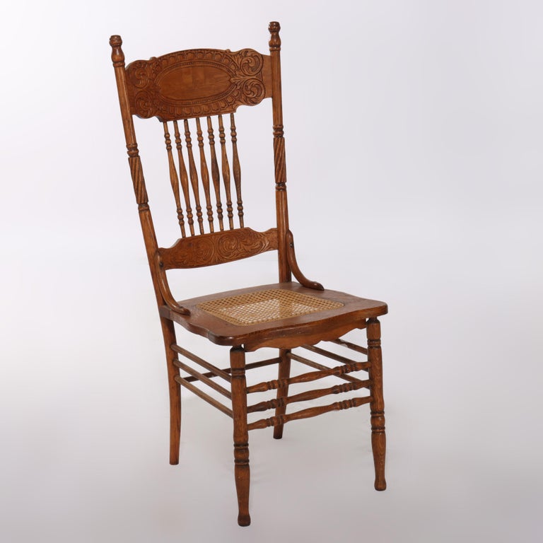Set of Four Larkin No. 1 Oak Pressed Back Chairs C1920