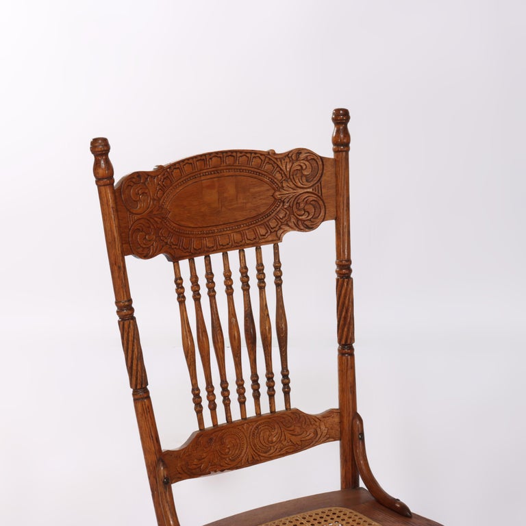 Set of Four Larkin No. 1 Oak Pressed Back Chairs C1920