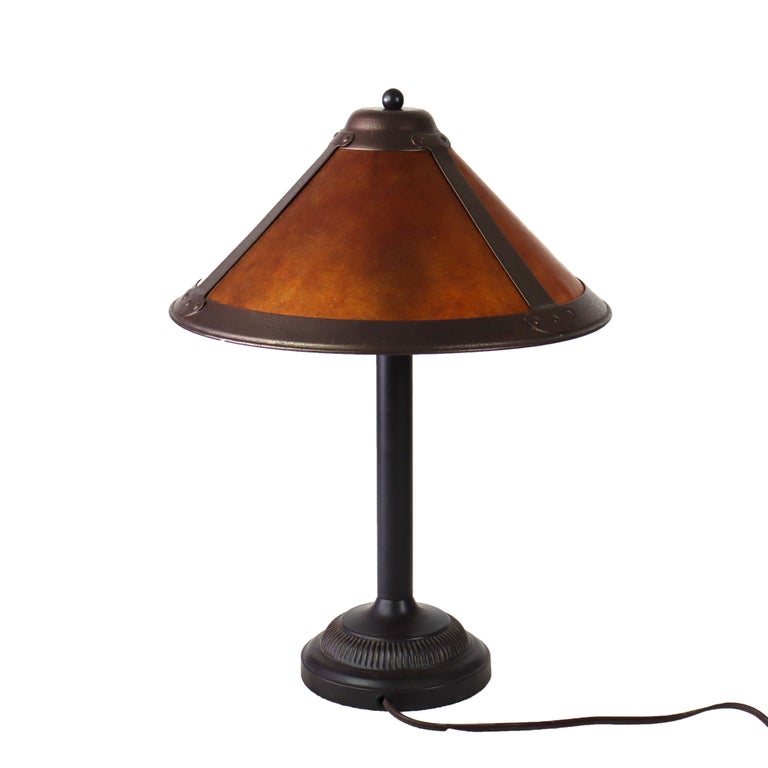 Vintage Dirk van Erp Style Arts & Crafts Copper & Mica Table Lamp 20thC