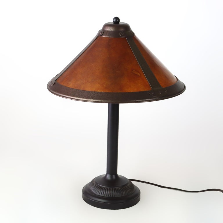 Vintage Dirk van Erp Style Arts & Crafts Copper & Mica Table Lamp 20thC