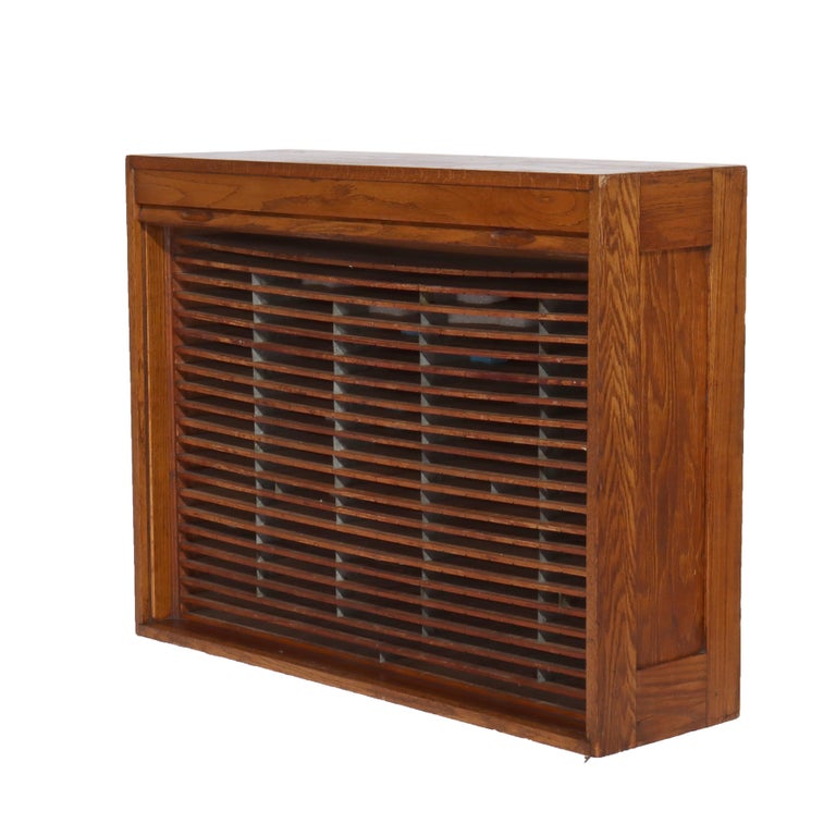 Antique Oak Roll Front Cabinet C1920