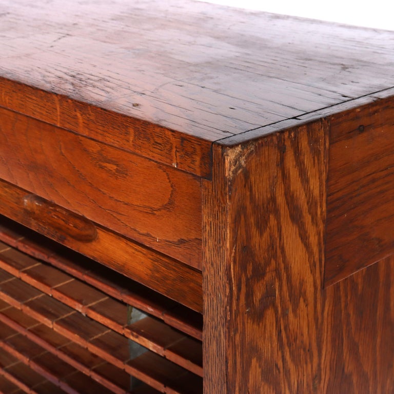 Antique Oak Roll Front Cabinet C1920
