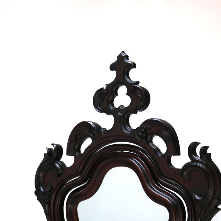 Antique Victorian Rococo Revival Walnut Marble Top Four-Drawer Dresser