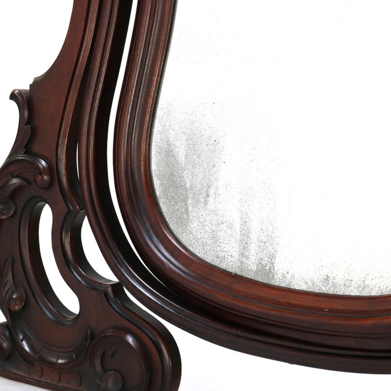 Antique Victorian Rococo Revival Walnut Marble Top Four-Drawer Dresser