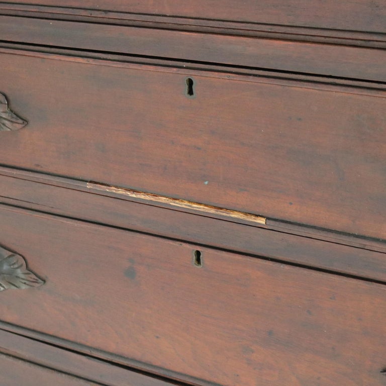 Antique Victorian Rococo Revival Walnut Marble Top Four-Drawer Dresser