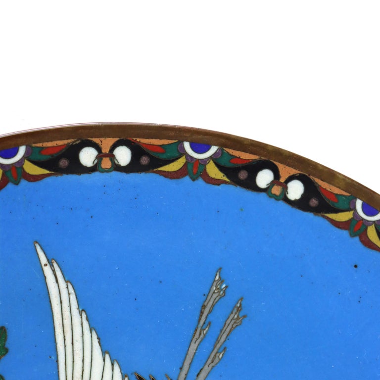 Antique Chinese Figural Bird Cloisonne Enameled Plate C1920