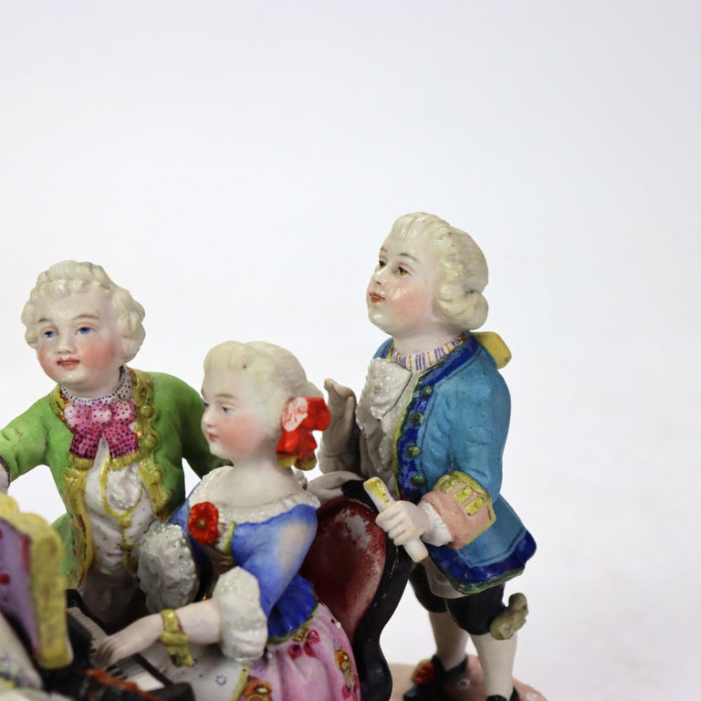 Antique Hand Painted Porcelain Musician Grouping C1890