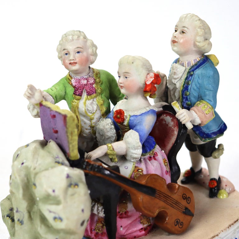 Antique Hand Painted Porcelain Musician Grouping C1890