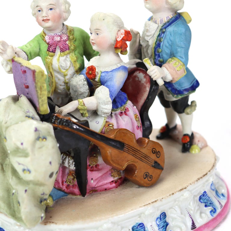 Antique Hand Painted Porcelain Musician Grouping C1890