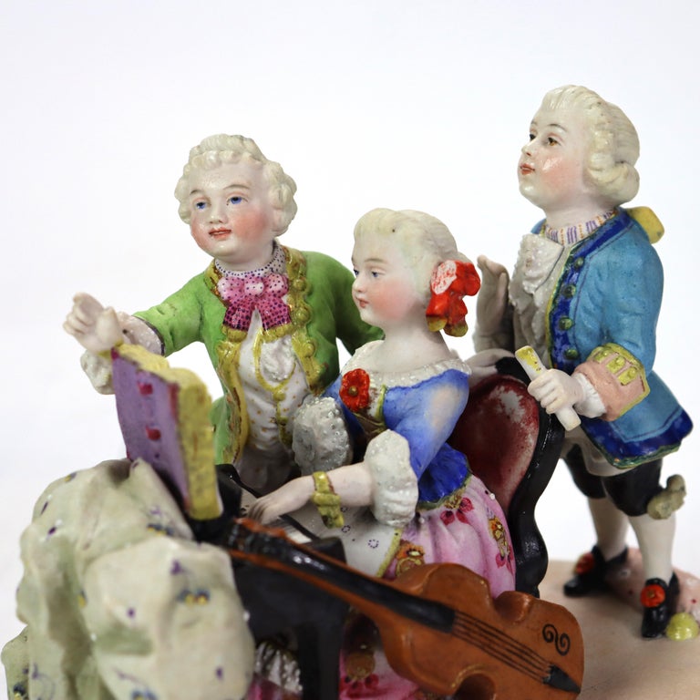 Antique Hand Painted Porcelain Musician Grouping C1890