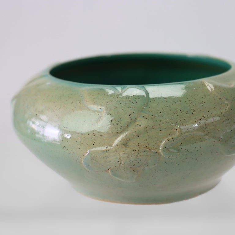 Antique Arts & Crafts Studio Pottery Low Bowl Signed C1910