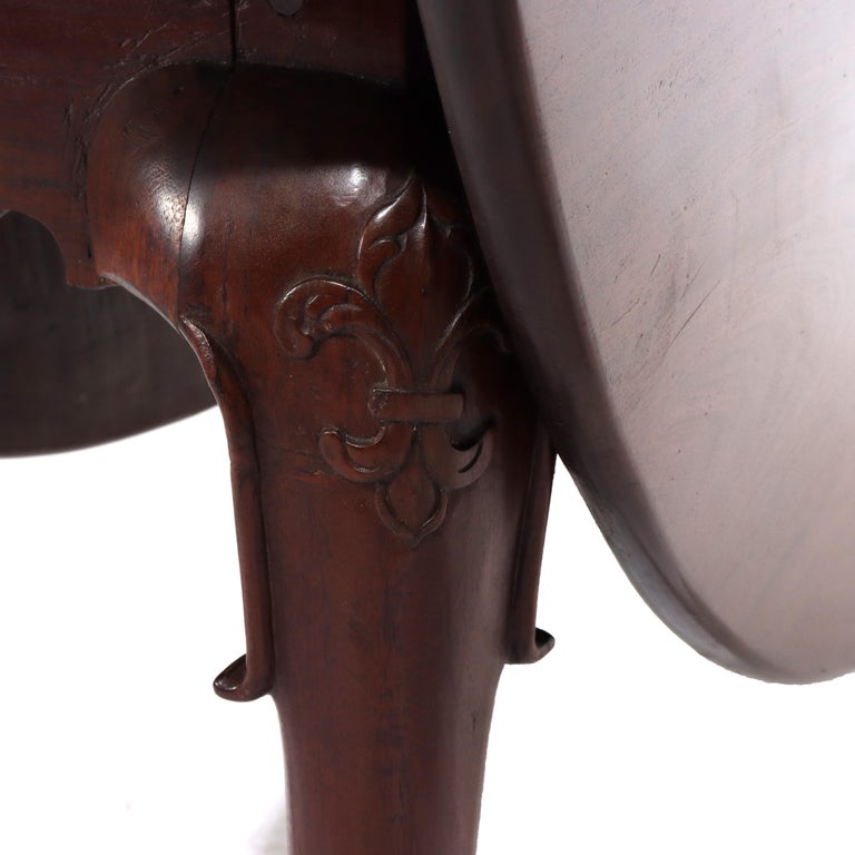 18thC Chippendale Mahogany Drop Leaf Shoe Foot & Gate Leg Table