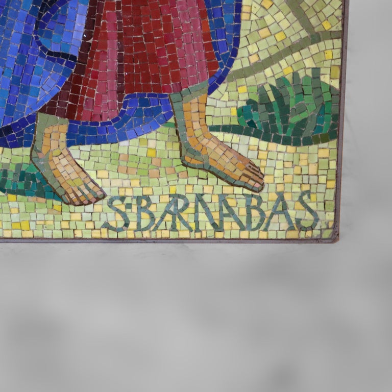 Antique Mosaic Tile Portrait of Saint Barnabus C1930