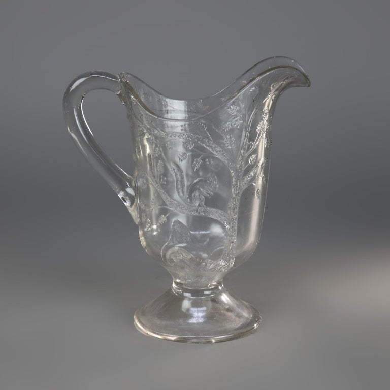 Four Antique Pressed Glass Water Pitchers 19thC