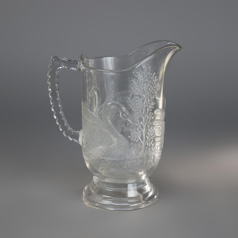 Four Antique Pressed Glass Water Pitchers 19thC