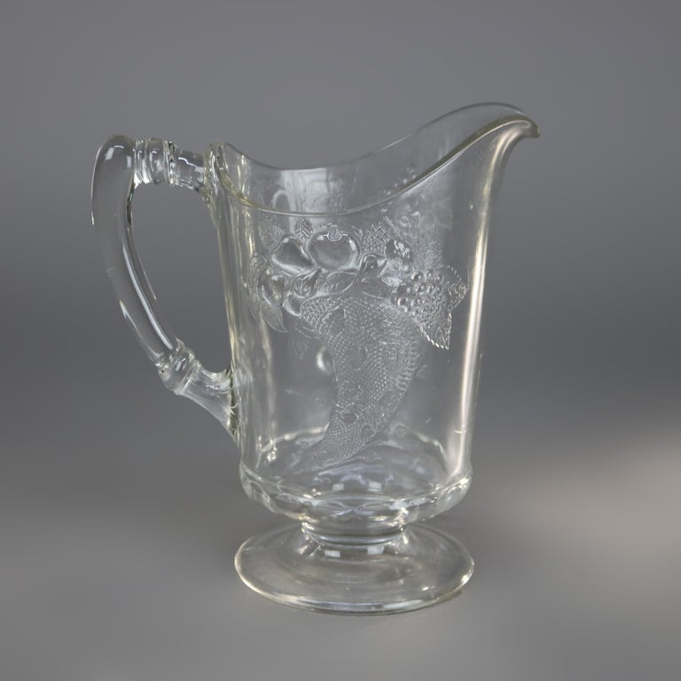 Four Antique Pressed Glass Water Pitchers 19thC