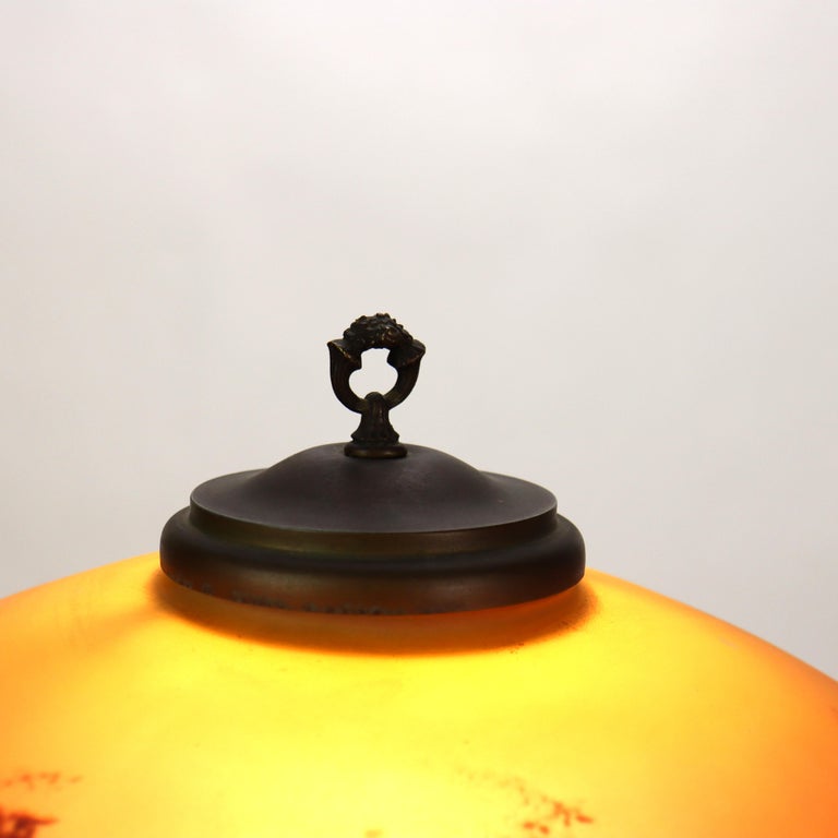 Antique Handel School Reverse Painted Scenic Table Lamp C1920