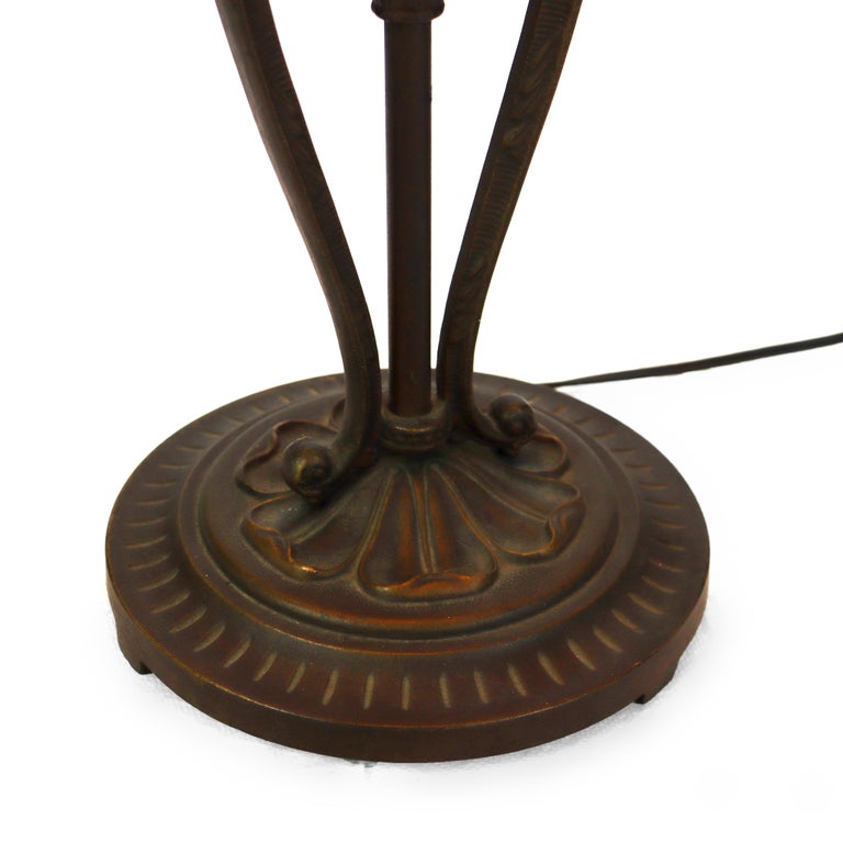 Antique Handel School Reverse Painted Scenic Table Lamp C1920