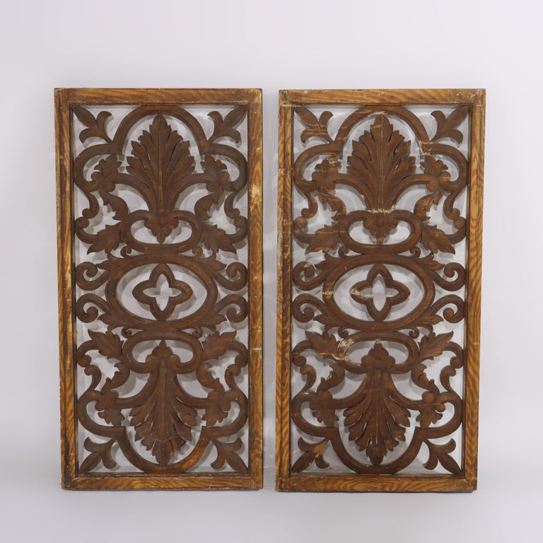Vintage Carved Wood Architectural Grates 20thC