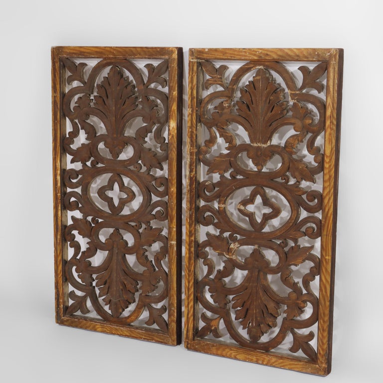 Vintage Carved Wood Architectural Grates 20thC