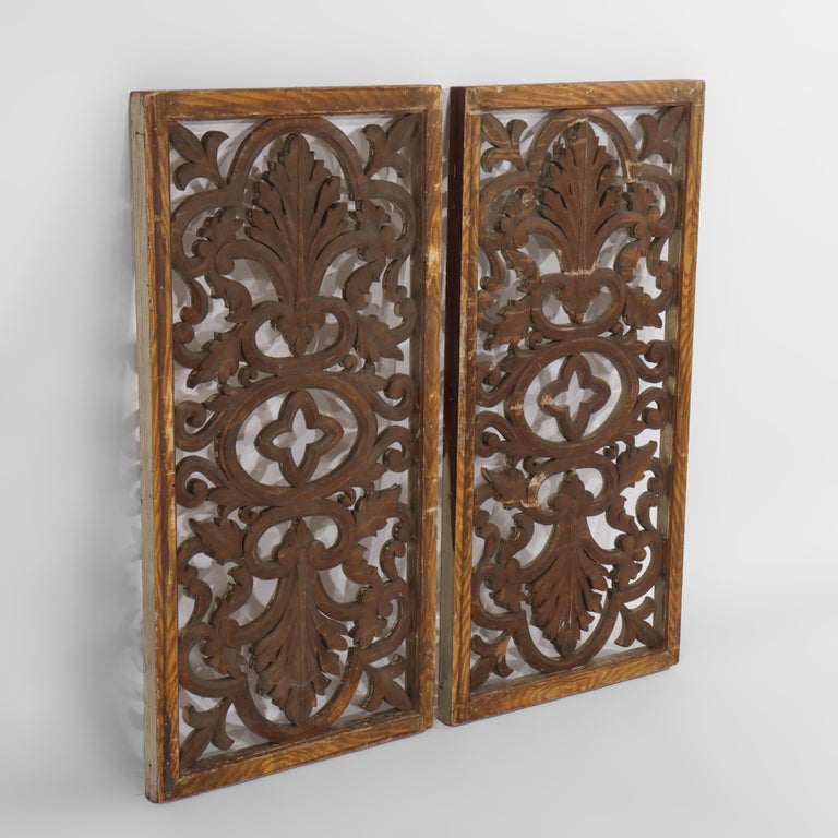 Vintage Carved Wood Architectural Grates 20thC