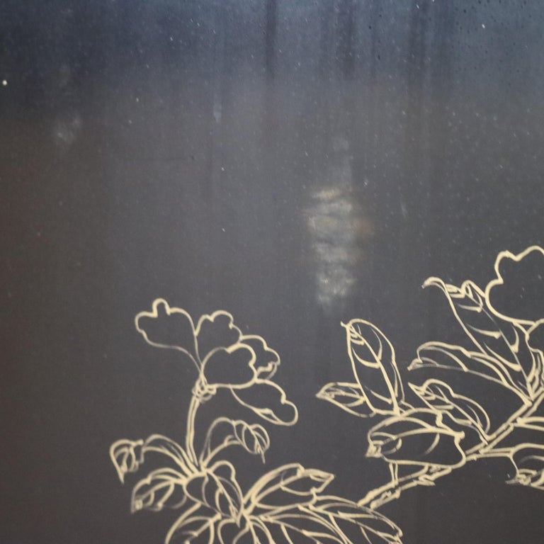 Antique Chinese Ebonized Six Panel Dressing Screen Early 20thC