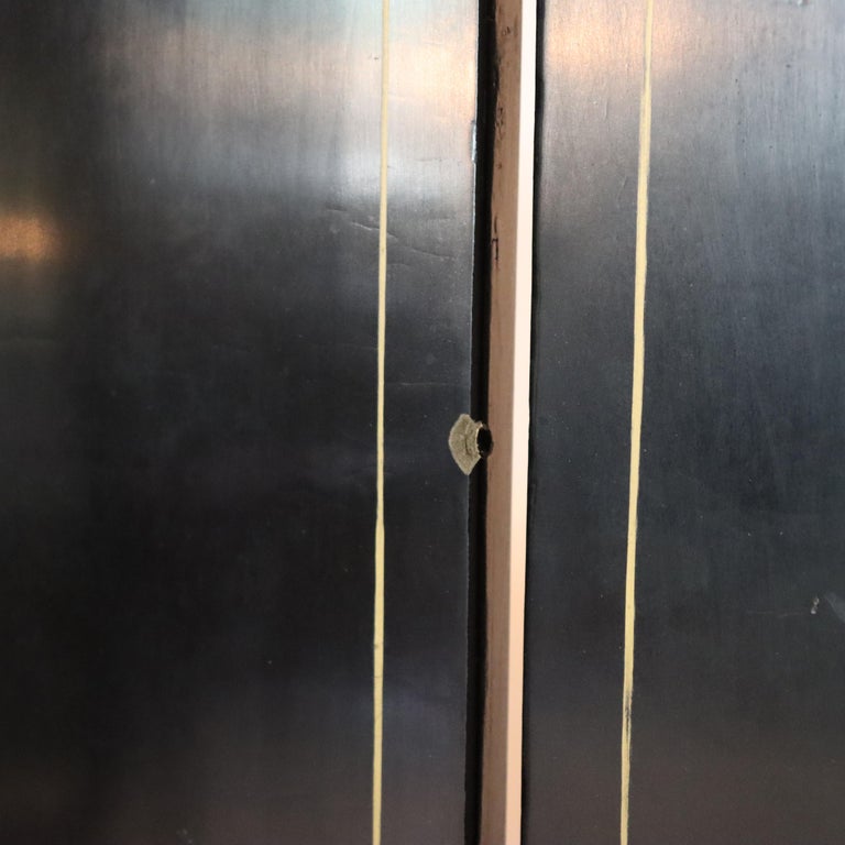 Antique Chinese Ebonized Six Panel Dressing Screen Early 20thC