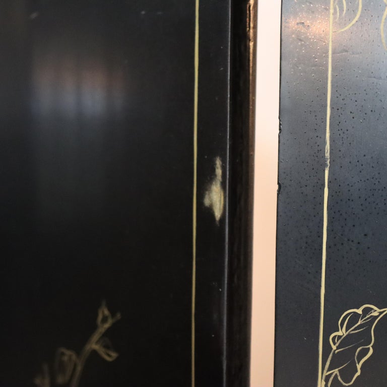 Antique Chinese Ebonized Six Panel Dressing Screen Early 20thC