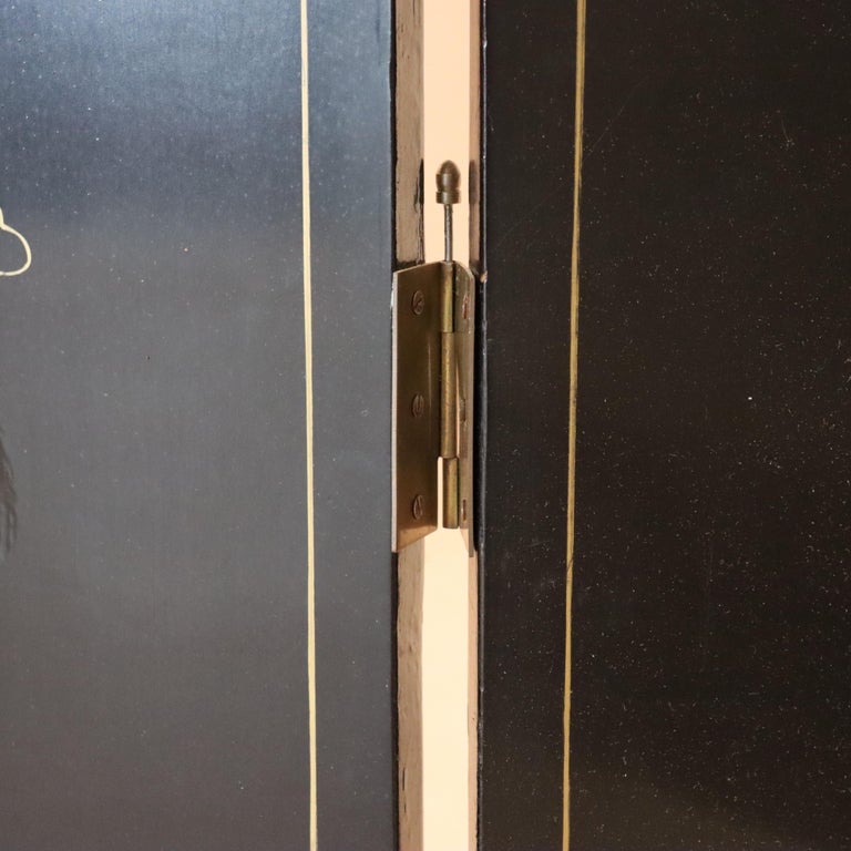 Antique Chinese Ebonized Six Panel Dressing Screen Early 20thC