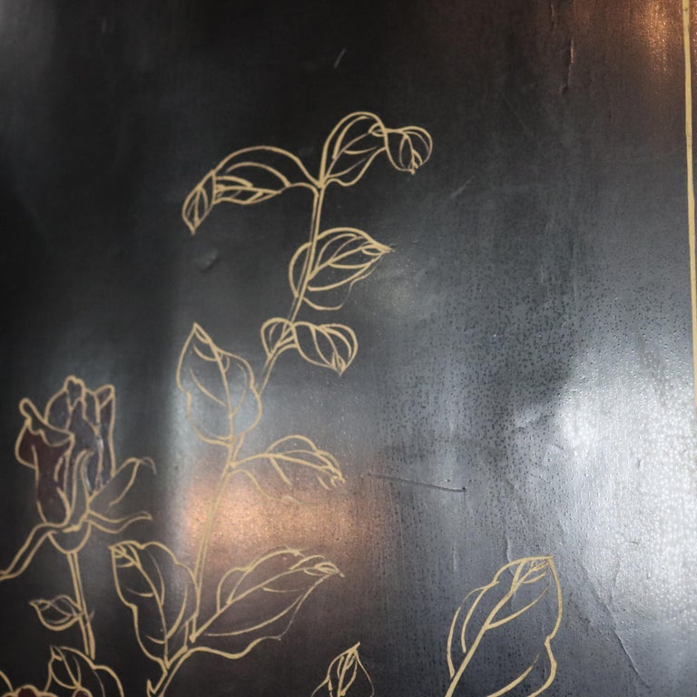 Antique Chinese Ebonized Six Panel Dressing Screen Early 20thC