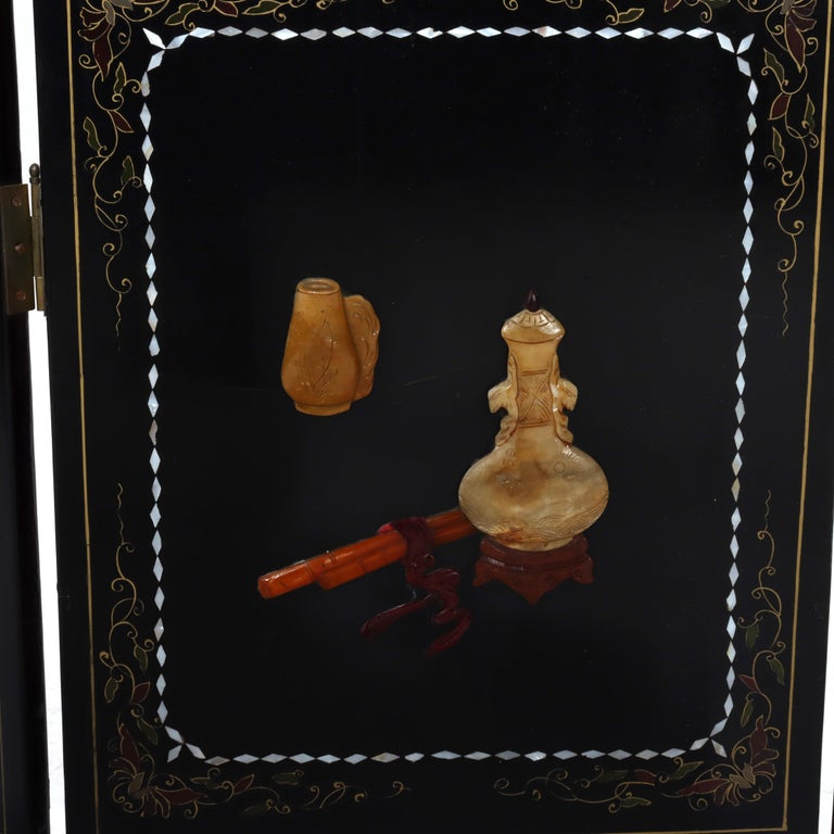 Antique Chinese Ebonized Six Panel Dressing Screen Early 20thC