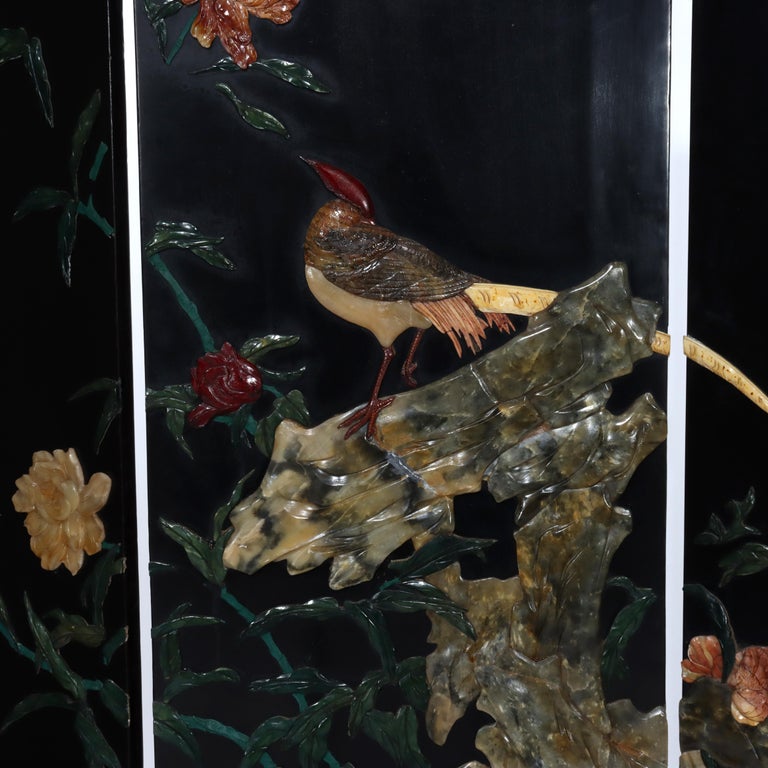 Antique Chinese Ebonized Six Panel Dressing Screen Early 20thC