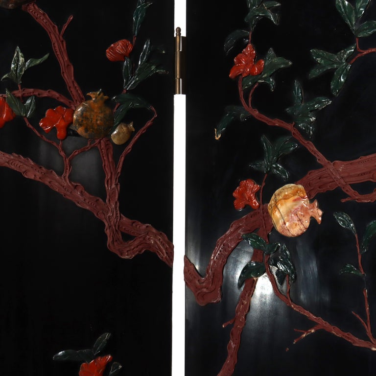 Antique Chinese Ebonized Six Panel Dressing Screen Early 20thC