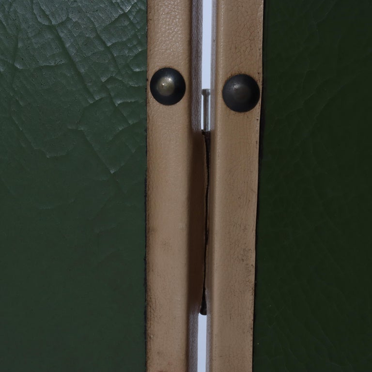 Antique Hand Painted Leather on Board Four Panel Dressing Screen 20thC