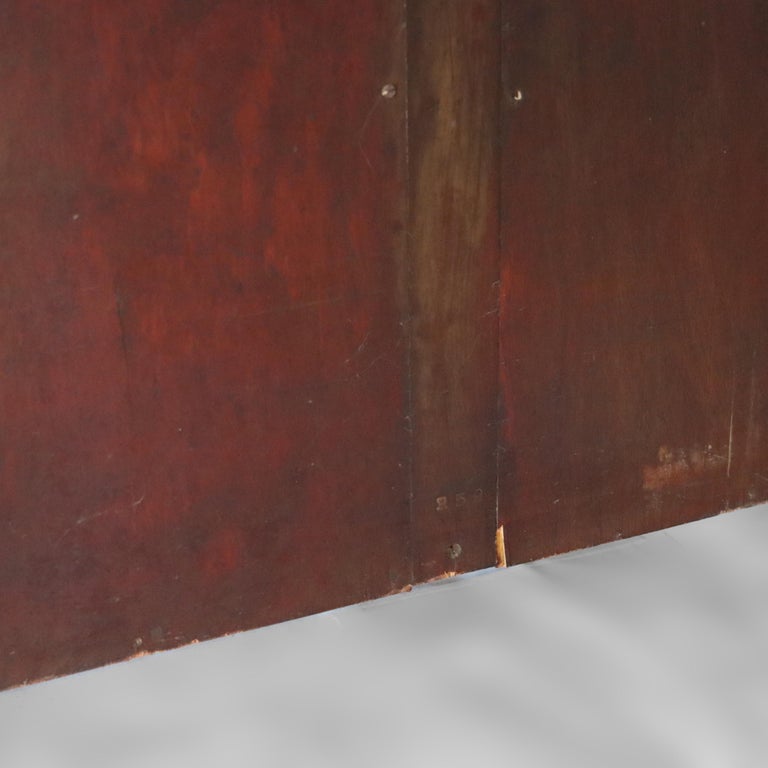 Antique American Empire Carved Mahogany Double Door Bookcase Early 20thC