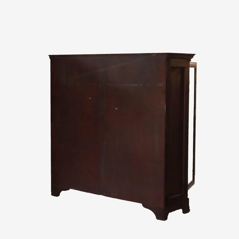 Antique American Empire Carved Mahogany Double Door Bookcase Early 20thC