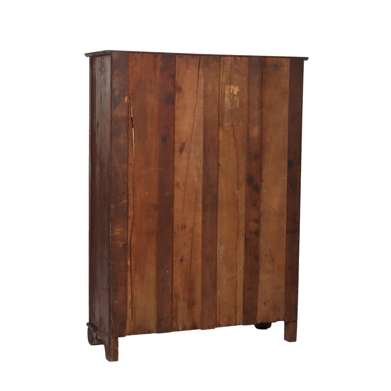 Antique Arts & Crafts Oak Double Door Bookcase with Leaded Glass C1920