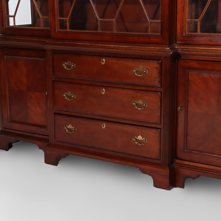 Oversized Lexington Palmer Home Federal Style Mahogany China Cabinet 20thC