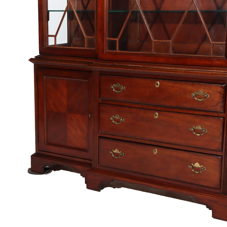 Oversized Lexington Palmer Home Federal Style Mahogany China Cabinet 20thC