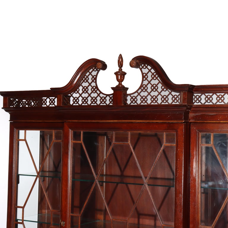 Oversized Lexington Palmer Home Federal Style Mahogany China Cabinet 20thC