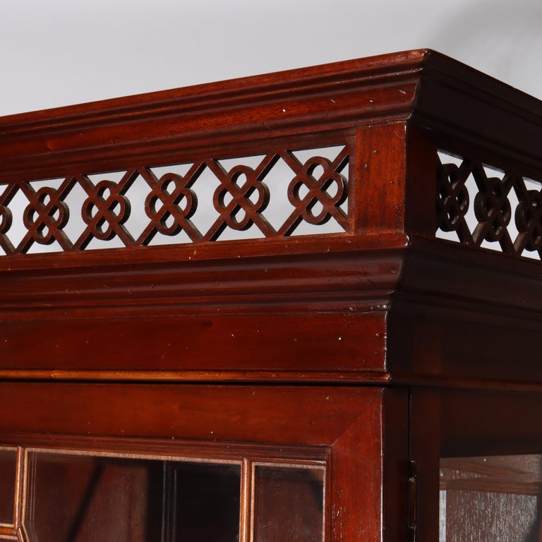 Oversized Lexington Palmer Home Federal Style Mahogany China Cabinet 20thC
