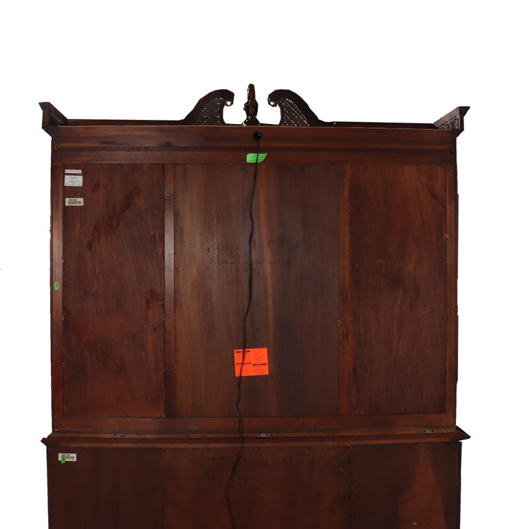 Oversized Lexington Palmer Home Federal Style Mahogany China Cabinet 20thC