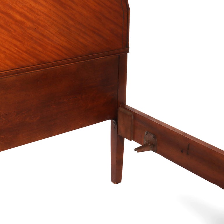 Antique Neoclassical Satinwood Double Bed With Hand Painted Swags c1930