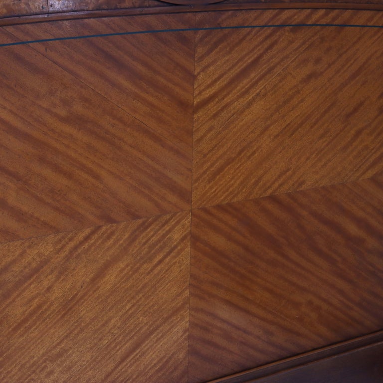 Antique Neoclassical Satinwood Double Bed With Hand Painted Swags c1930