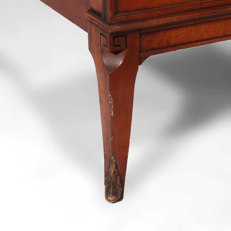 Antique Neoclassical Satinwood Double Bed With Hand Painted Swags c1930