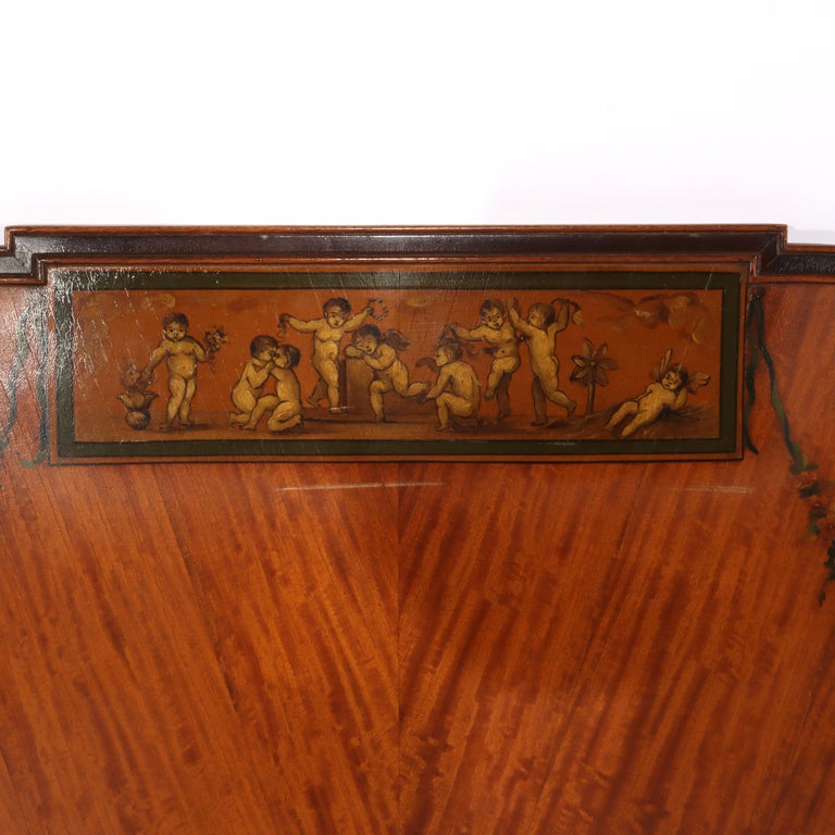 Antique Satinwood Adams Style Head & Foot Boards c1930