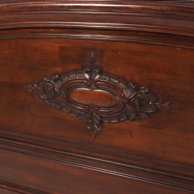 RJ Horner School Carved Mahogany Queen Size Bed Head & Foot Boards Circa 1890