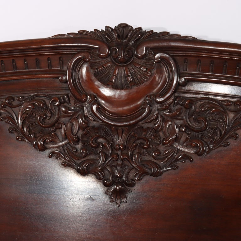 RJ Horner School Carved Mahogany Queen Size Bed Head & Foot Boards Circa 1890