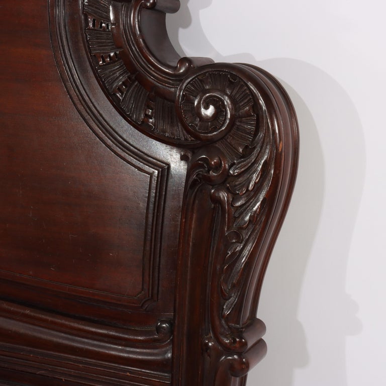 RJ Horner School Carved Mahogany Queen Size Bed Head & Foot Boards Circa 1890